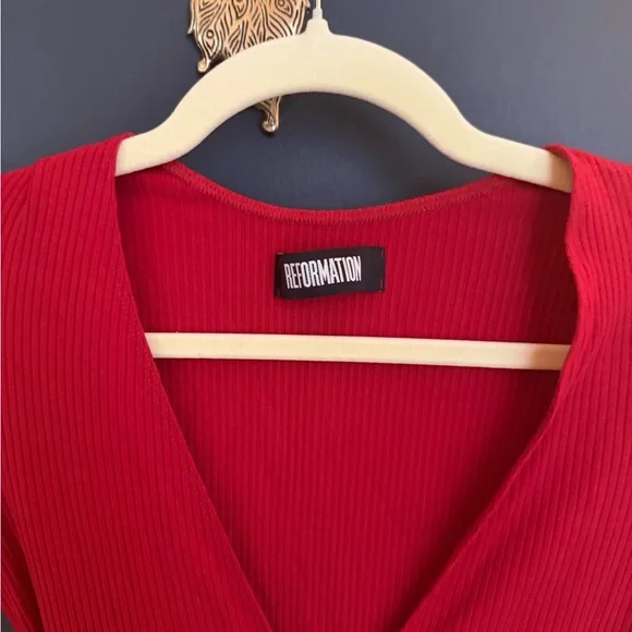 Reformation Red Ribbed Dress - Picture 3 of 5
